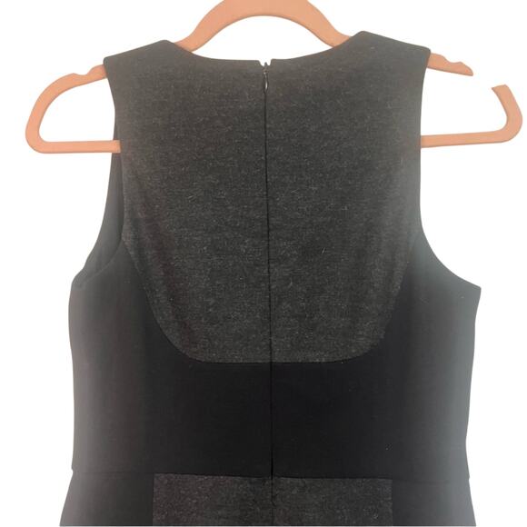 Vince. Charcoal & Black Wool Blend Sheath Dress | Size 6 | Sleeveless, Back Zip - Picture 3 of 7